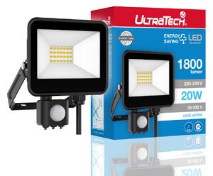 UltraTech LED reflektor mozgásérzéklõvel 20Watt 4000K hidegfehér 1800 lumen 25000 óra LEDFL1800BKPS