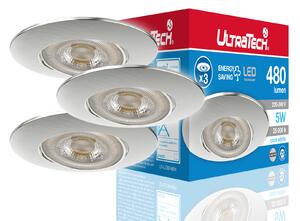 UltraTech LED spot 5W 480lm 4000K 36fokos, nikkel, 3db/csomag