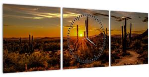Kép - A nap vége az arizonai sivatagban (órával) (90x30 cm)