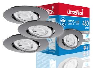 UltraTech LED spot 5W 480lm 4000K 36fokos, króm, 3db/csomag