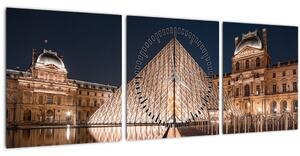 Kép - Louvre éjjel (órával) (90x30 cm)