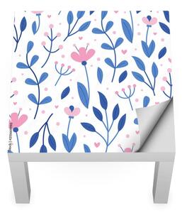 IKEA LACK asztal bútormatrica - rózsaszín virágok kék száron
