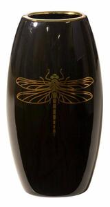 Lori kerámia váza Fekete/arany 13x9x25 cm