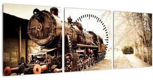 Kép - történelmi mozdony (órával) (90x30 cm)