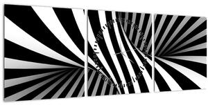 Absztrakt kép zebra csíkokkal (órával) (90x30 cm)
