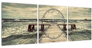 Egy fából készült móló képe a tengeren (órával) (90x30 cm)