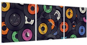 Kép - Zenei gramofonlemezek (órával) (90x30 cm)