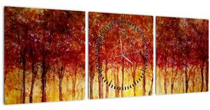 Kép - Lombhullató erdő festménye (órával) (90x30 cm)