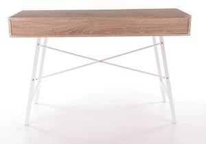 Íróasztal, MDF és Fém, 2 fiókkal B-140 Sonoma Tölgy / Fehér, H120xSz48xM76 cm