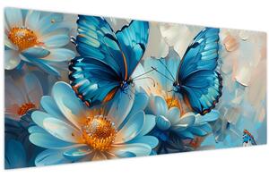Kép - Kék pillangók (120x50 cm)