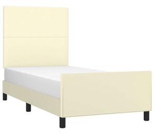 VidaXL krémszínű műbőr ágykeret fejtámlával 90x190 cm