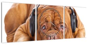 Kép egy kutya fejhallgatóval (órával) (90x30 cm)