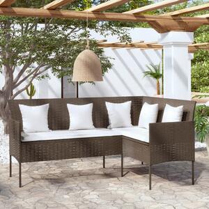 VidaXL barna polyrattan L-alakú kanapé párnával