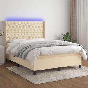 VidaXL Krémszínű Ágy LED-del - 140x200 cm