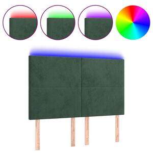 VidaXL LED-es Bársony Fejtámla - Sötétzöld - 144x5x118/128cm
