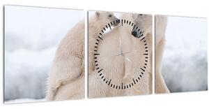 Kép - Jegesmedvék (órával) (90x30 cm)