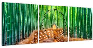 Kép - Japán bambusz erdő (órával) (90x30 cm)