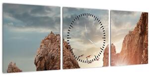 Kép - Naplemente a sziklák felett (órával) (90x30 cm)