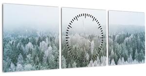 Kép - Havas erdőcsúcsok (órával) (90x30 cm)