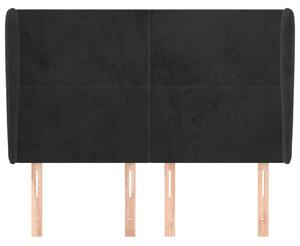 VidaXL Fekete Bársony Ágyfejtámla Szárnyakkal - 147x23x118/128cm