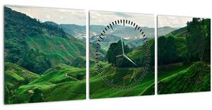 Kép - Teaültetvények Malajziában (órával) (90x30 cm)
