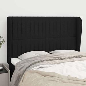 VidaXL fekete szövet fejtámla szárnyakkal 147 x 23 x 118/128 cm