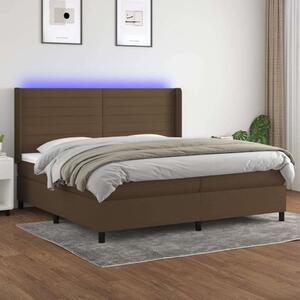 VidaXL LED Ágy - Barna Szövet - 200x200 cm