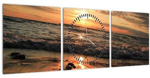 Kép - Naplemente az óceán mellett (órával) (90x30 cm)