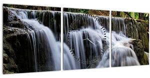 Egy kép a vízesésekről a dzsungelben (órával) (90x30 cm)