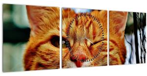 Egy pislogó macska képe (órával) (90x30 cm)