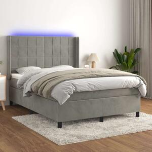 VidaXL LED-es Bársony Ágy - 140x200 cm