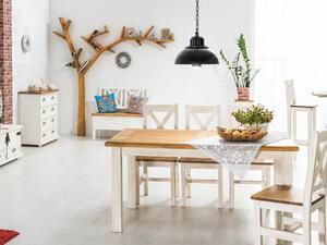 Asztal, Fenyőfa, Poprad Fehér / Természetes, H160xSz90xM76 cm