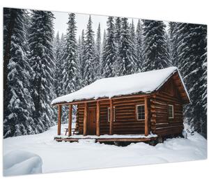 Kép - Hóval borított kunyhó (90x60 cm)