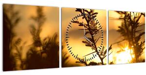 Kép - A nap lenyugszik a fák mögött (órával) (90x30 cm)