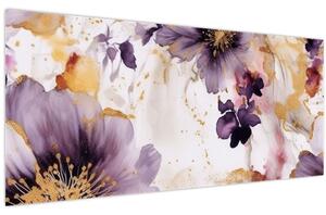 Kép - Akvarell virágok (120x50 cm)