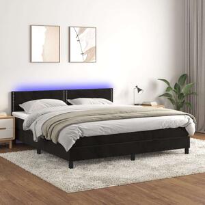 VidaXL Ágy - Fekete Bársony - 180x200 cm - LED-es