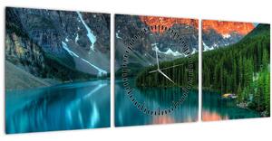 Egy türkizkék tó képe (órával) (90x30 cm)