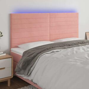 VidaXL rózsaszín bársony LED-es fejtámla 200x5x118/128 cm