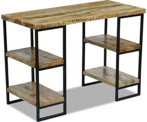 VidaXL Mangófa Íróasztal Polcokkal - 110x50x76 cm