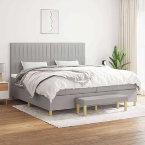 VidaXL Szövet Ágy 200x200 cm - Zsebrugós Matraccal és Padlólappal