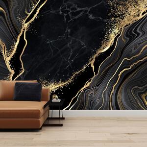 Fotótapéta - Fekete és arany márvány (296x200 cm)