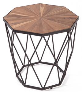Geometrikus design asztal teakfa és fém-kicsi