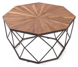 Geometrikus design asztal teakfa és fém-Nagy