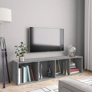 Szürke sonoma színű szerelt fa könyv-/TV-szekrény 143x30x36 cm