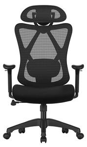 SONGMICS OBN063B01 Ergonomikus Irodai Szék Hálós Háttámlával Állítható Deréktámasszal és Fejtámlával Fekete
