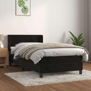 VidaXL fekete bársony rugós ágy matraccal 90x190 cm