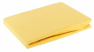 Jersey pamut gumis lepedő Mustársárga 160x200 cm + 30 cm