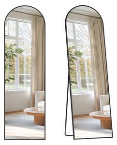 SONGMICS 150 x 40 cm álló tükör ívelt alumínium kerettel, edzett üveg, tintafekete