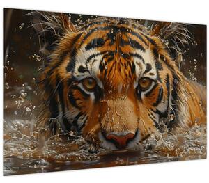Kép - Portré egy tigris a vízben (90x60 cm)