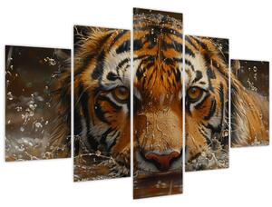 Kép - Portré egy tigris a vízben (150x105 cm)
